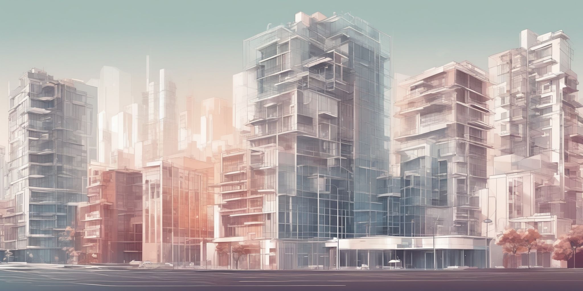 architecture in illustration style with gradients and white background