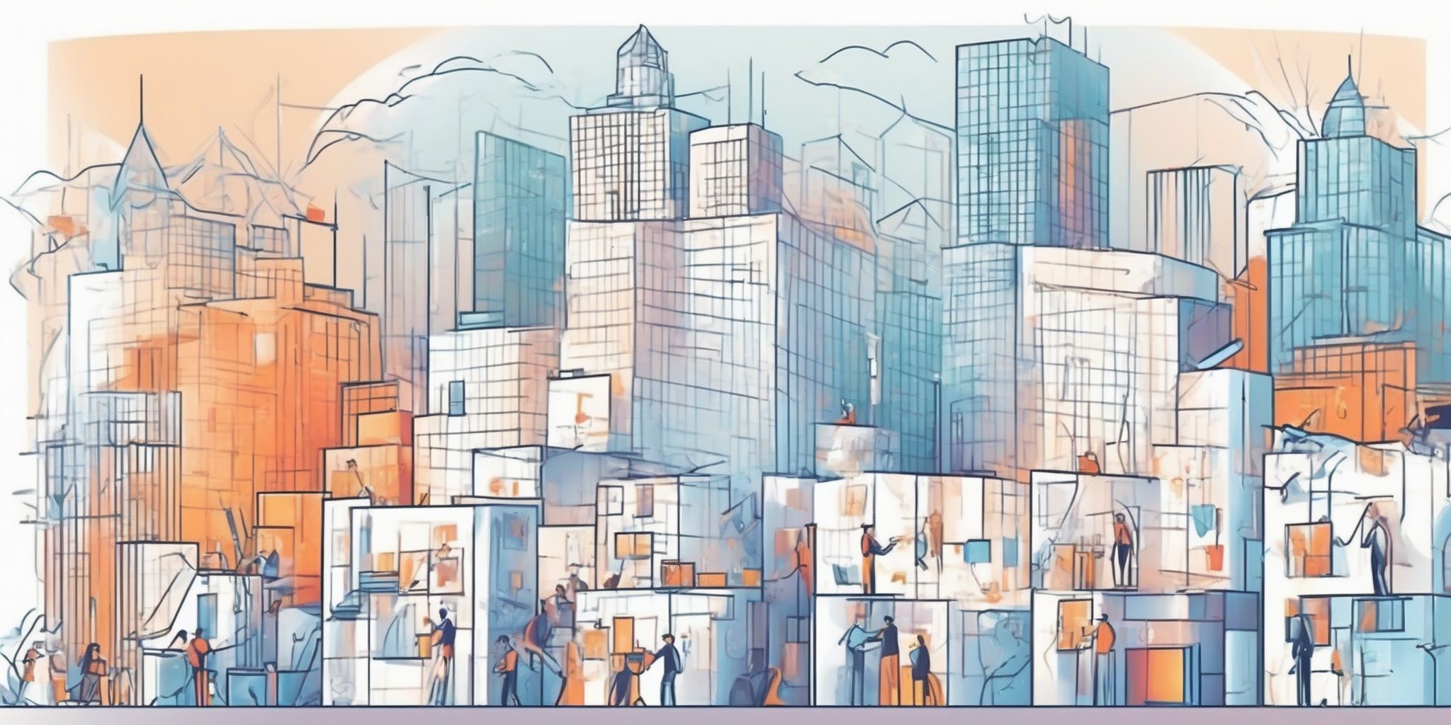 business model in illustration style with gradients and white background