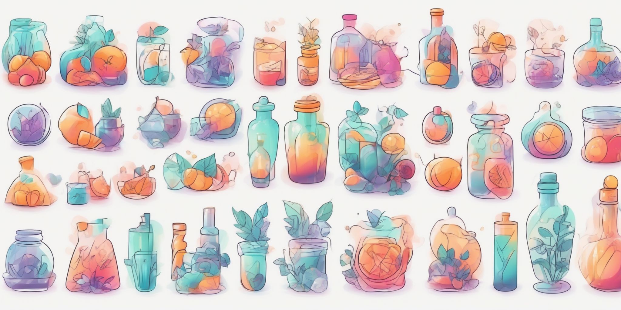 categories in illustration style with gradients and white background