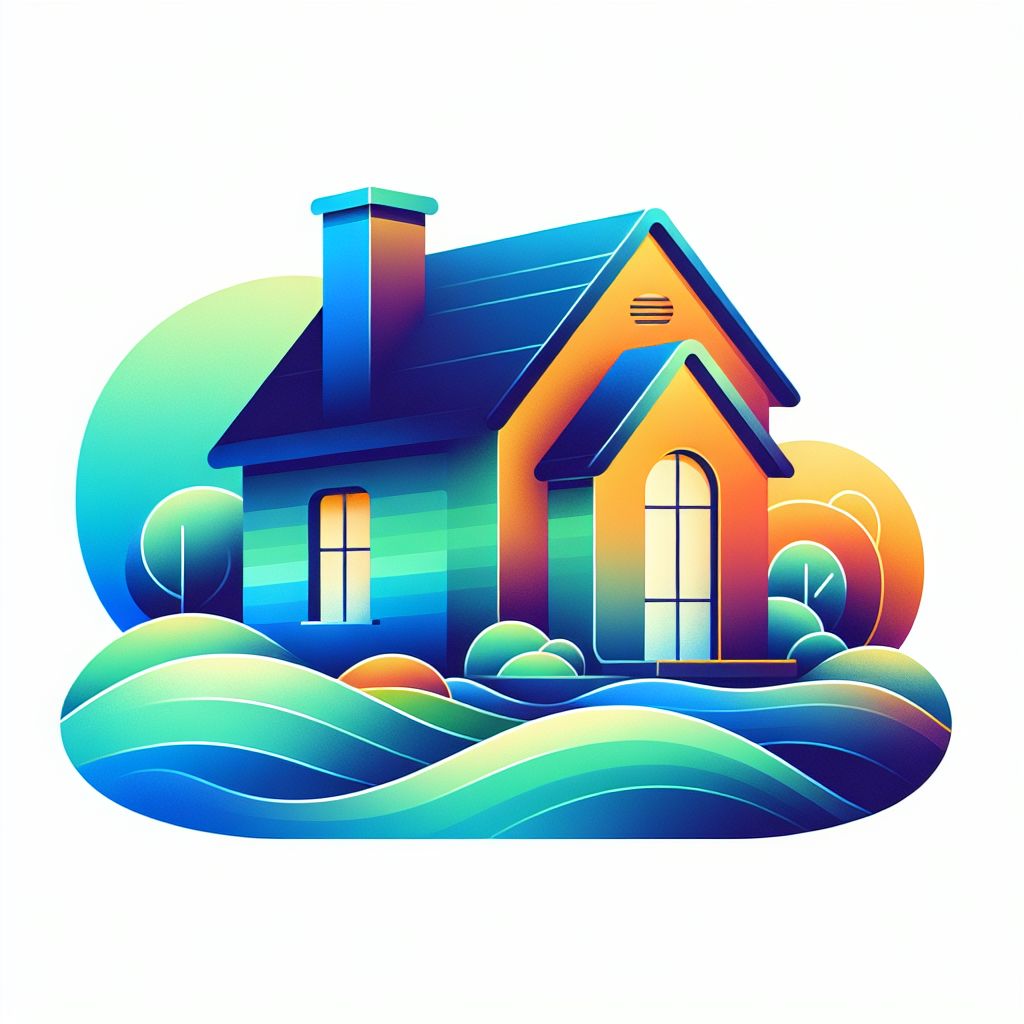 Hembaserat i illustrationsstil med gradienter och vit bakgrund