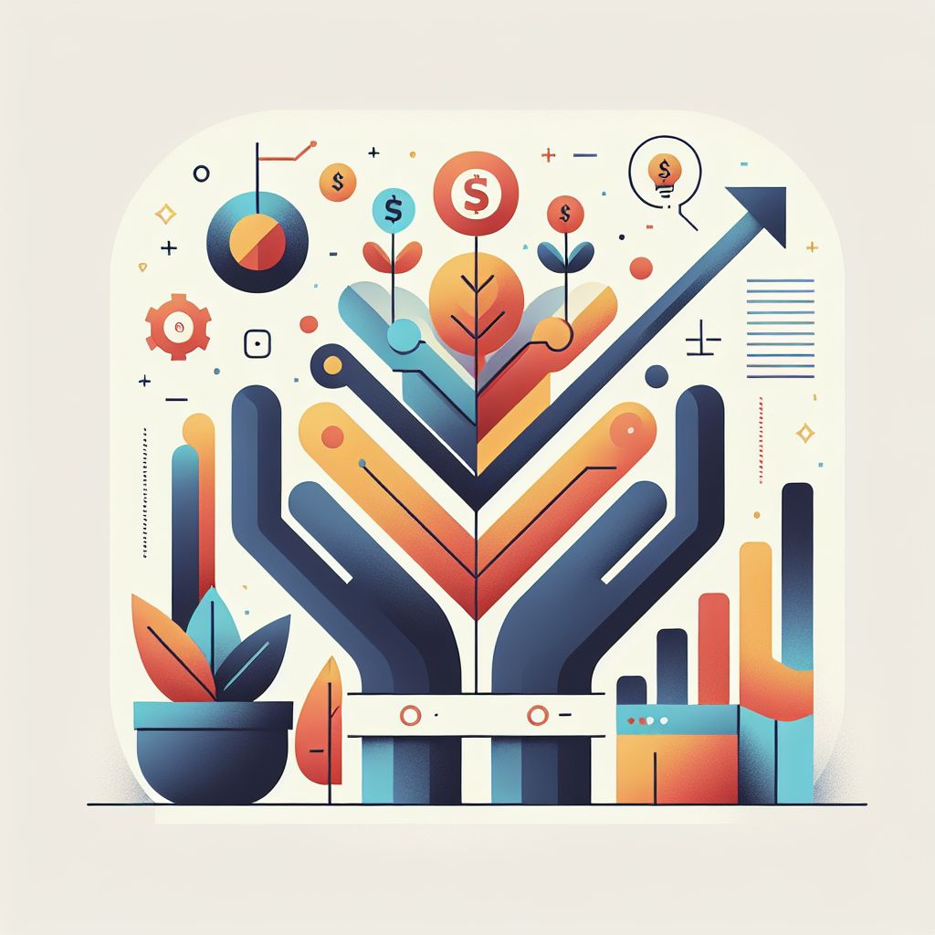 Profitable in illustration style with gradients and white background