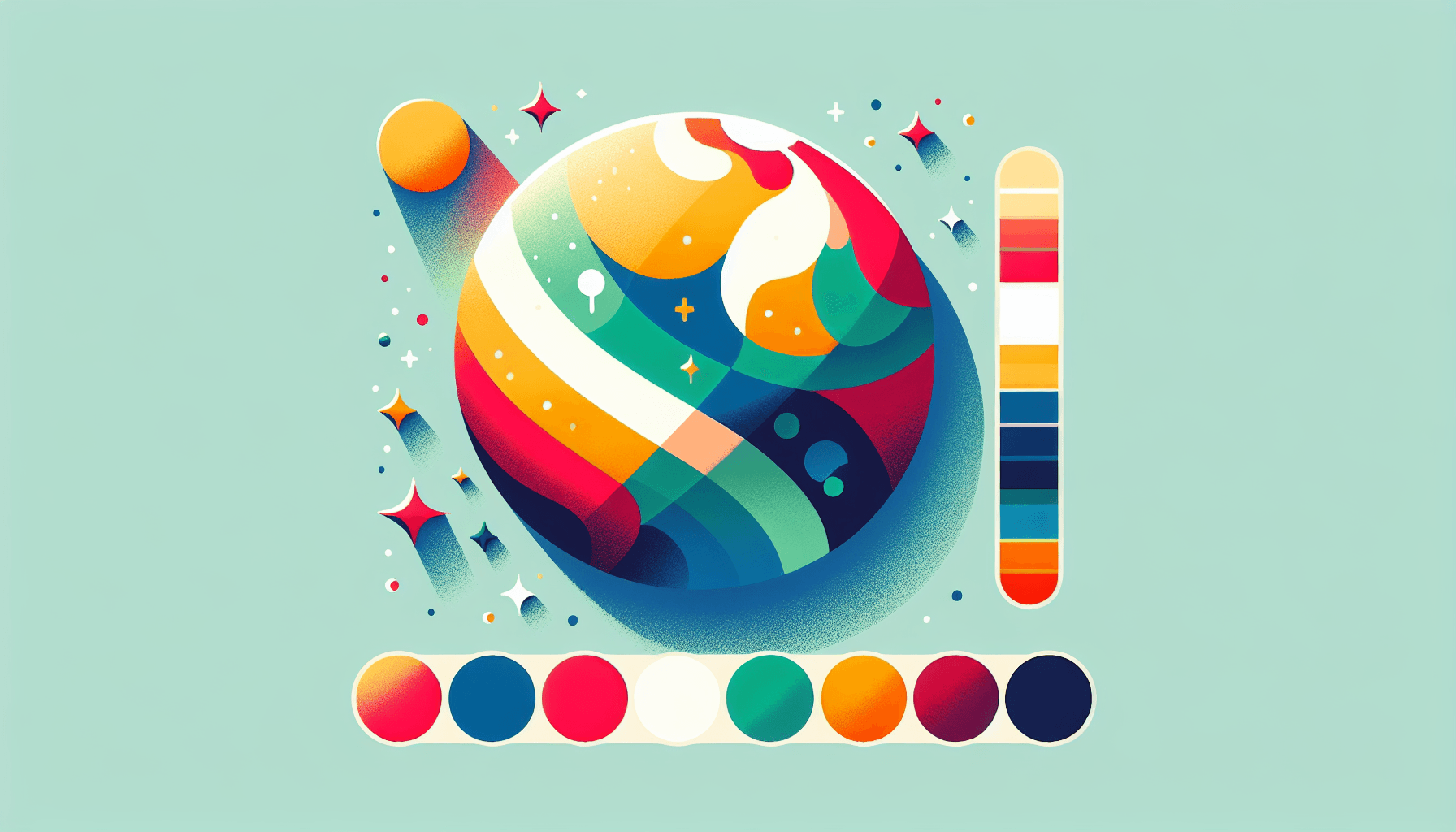 Global in flat illustration style and white background, red #f47574, green #88c7a8, yellow #fcc44b, and blue #645bc8 colors.