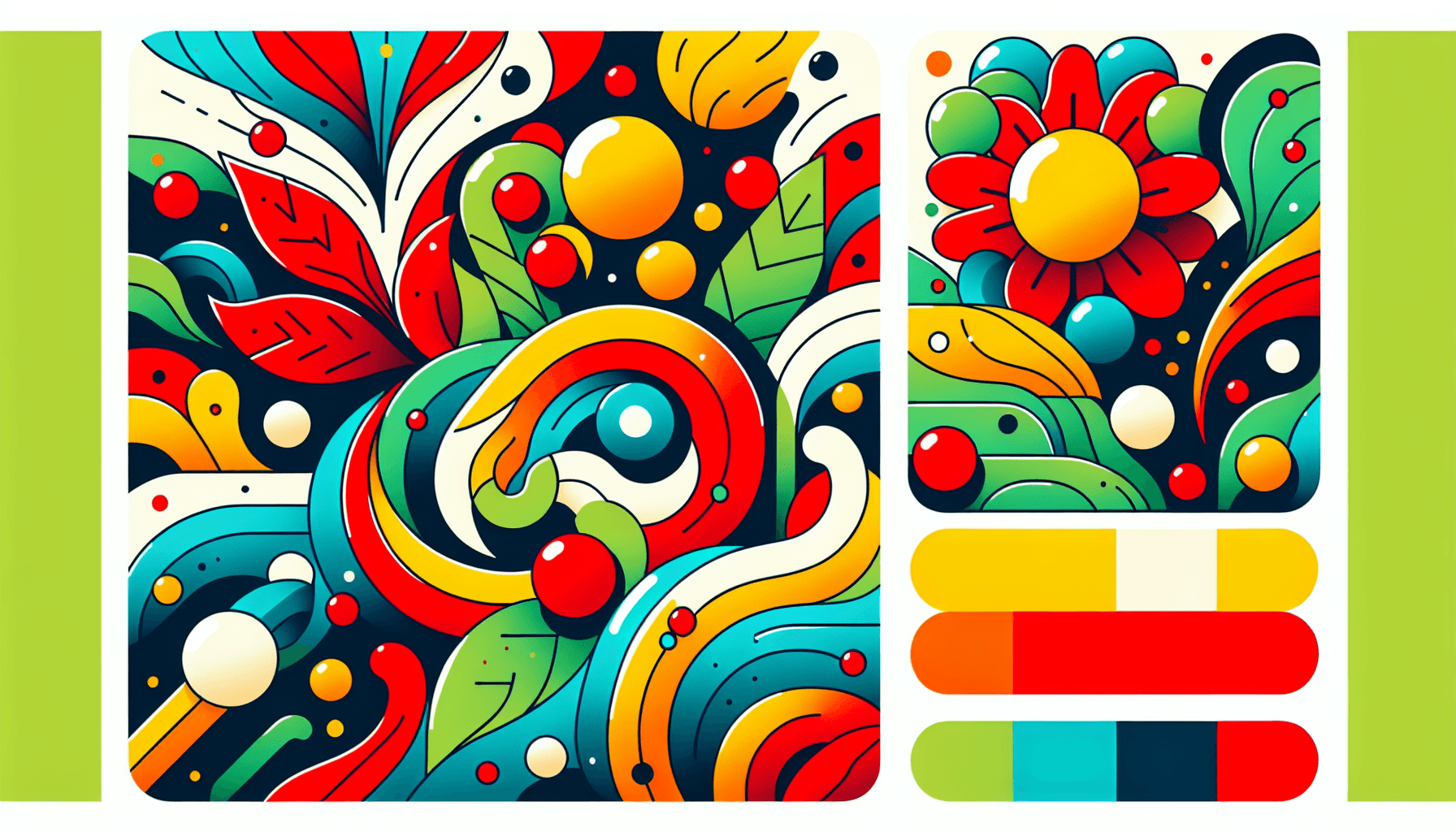 Innovation in flat illustration style and white background, red #f47574, green #88c7a8, yellow #fcc44b, and blue #645bc8 colors.