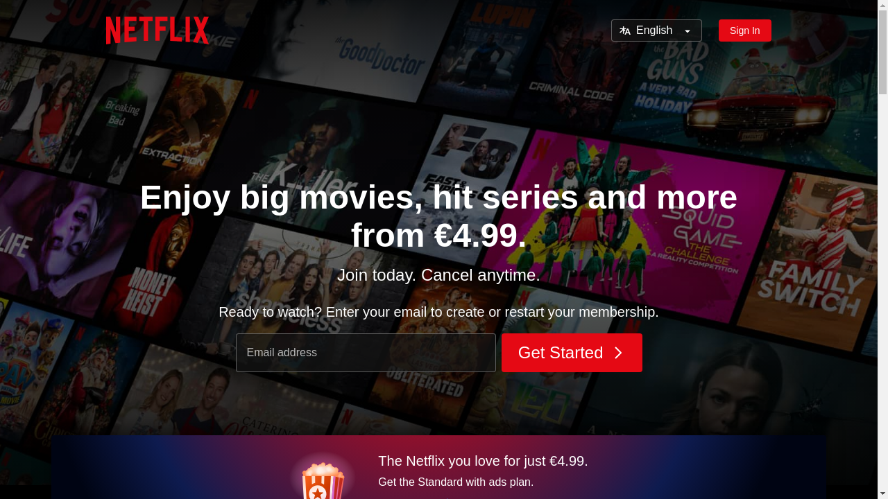Netflix website